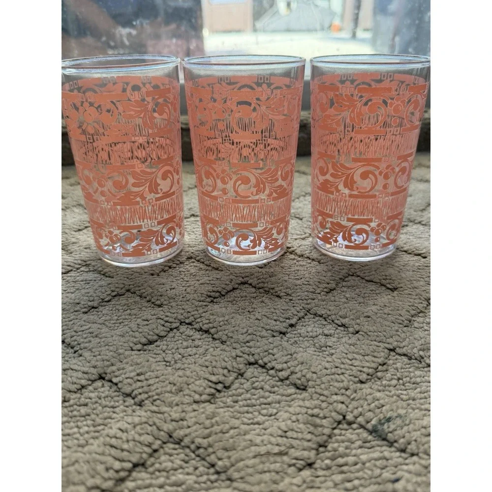 Midcentury Anchor Hocking Chantilly Pink Glasses Tumblers Set 3